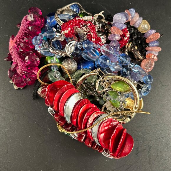 Jewelry grab bag with bracelets, chokers, pendants, and more for DIY or crafts - Picture 10 of 10